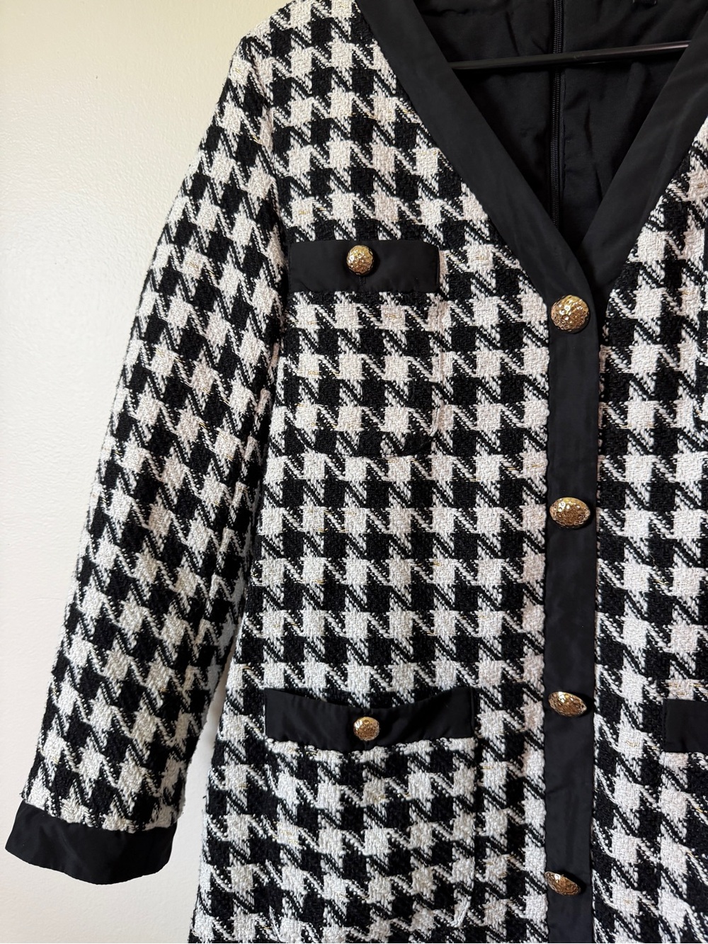Tuckernuck Pomander Place houndstooth tweed black and white Coco dress size M - Picture 3 of 6